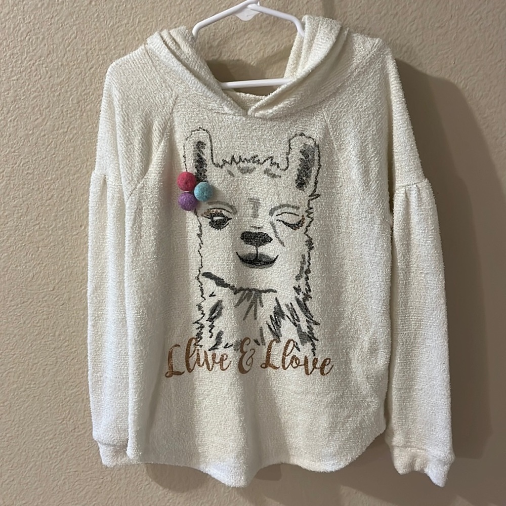 Fuzzy lama hoodie